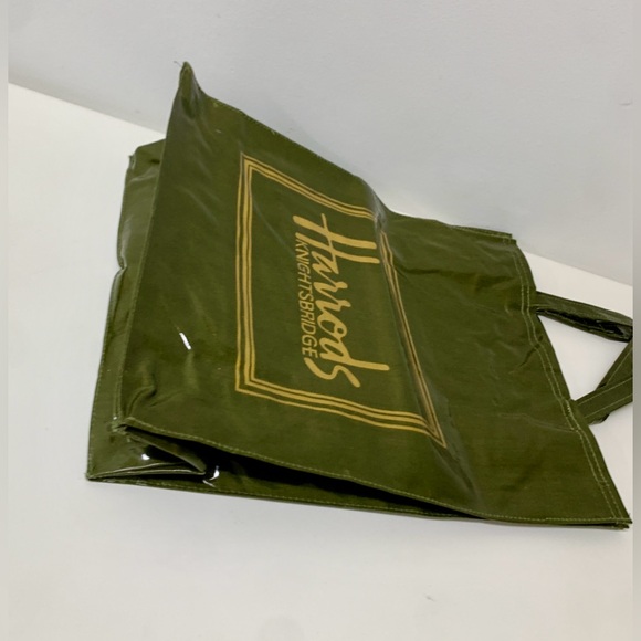 1980s Vintage Harrod's Knightsbridge PVC Vinyl Coated Fabric Shopping Tote Bag - Picture 13 of 16